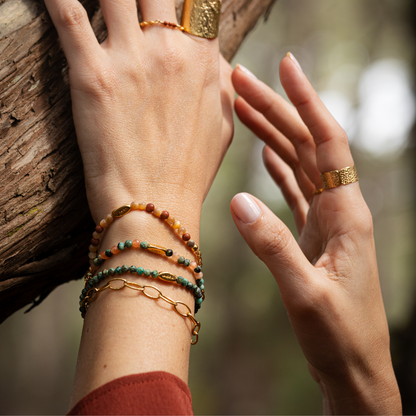 Bracelet or ou argent et pierres naturelles sans fermoir