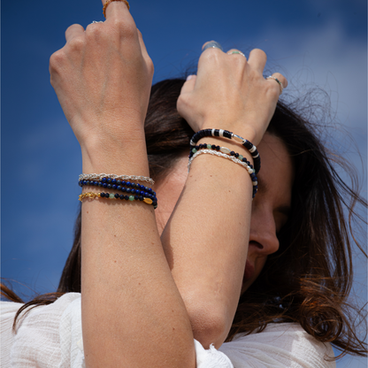 Bracelet or ou argent pierre des sables bleue sans fermoir