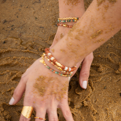 Bracelet or et pierres naturelles sans fermoir