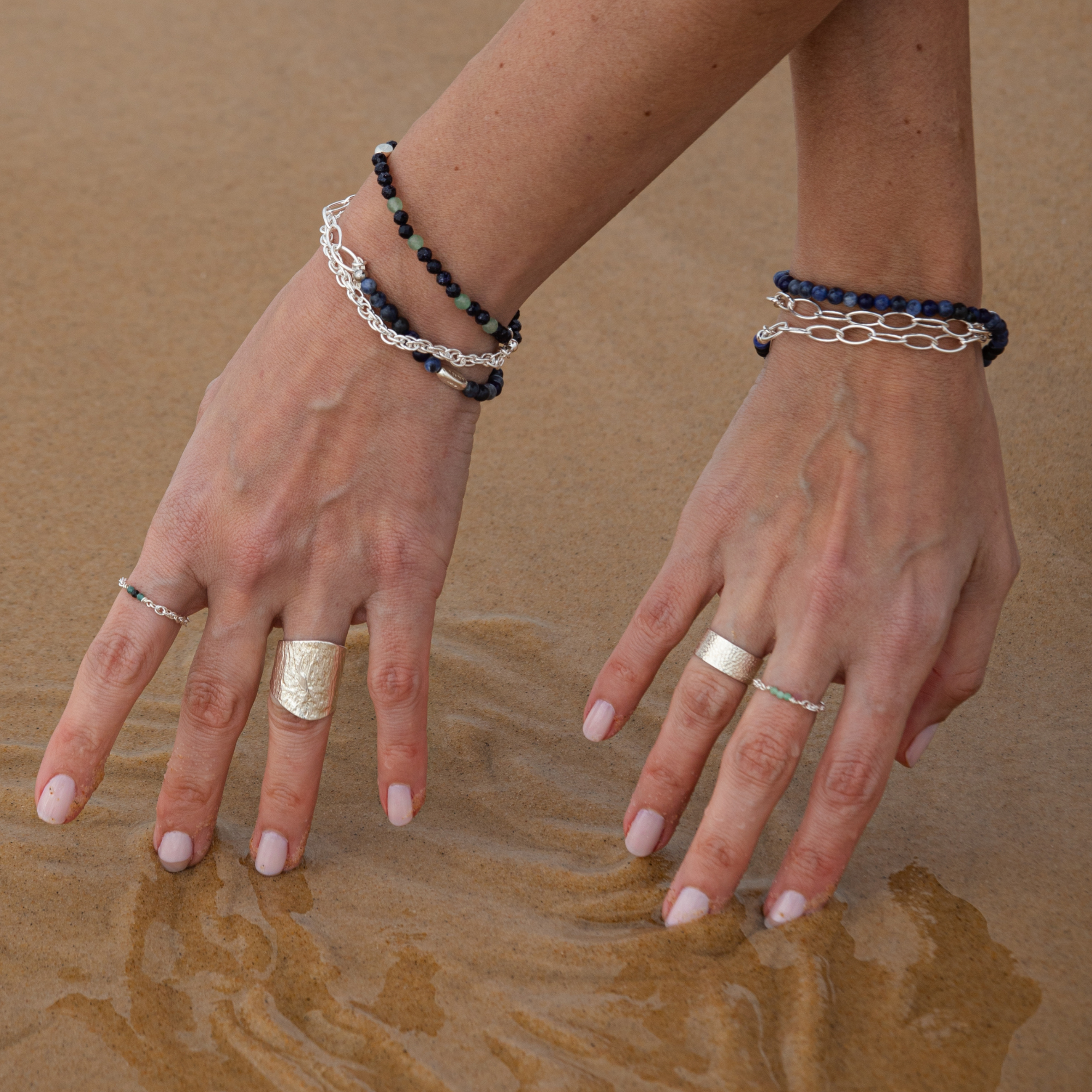 Bracelet Or ou argent et pierres naturelles sans fermoir