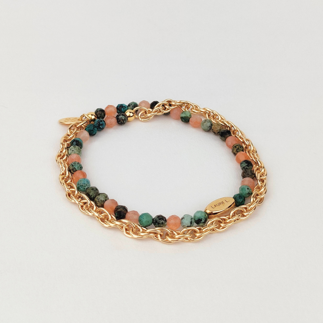 Bracelet or et pierres naturelles sans fermoir