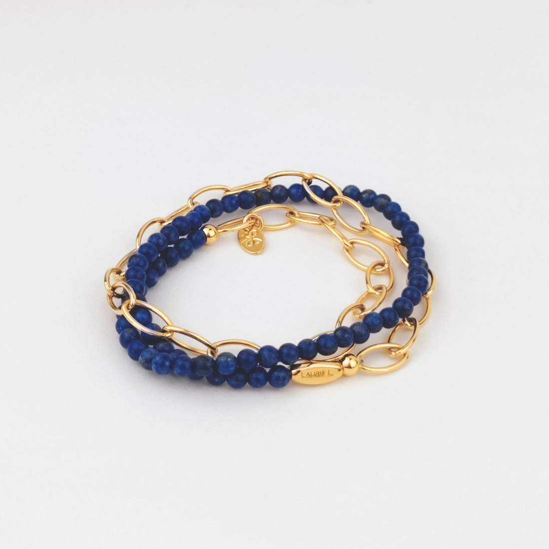 Bracelet collier or et pierres naturelles sans fermoir