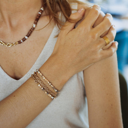 Bracelet collier sans fermoir plaqué Or et nacre abalone Laurie L.