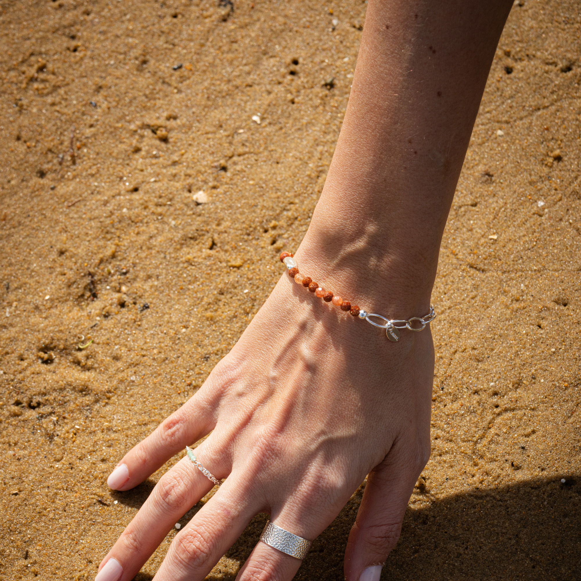 Bracelet argent et pierres naturelles sans fermoir