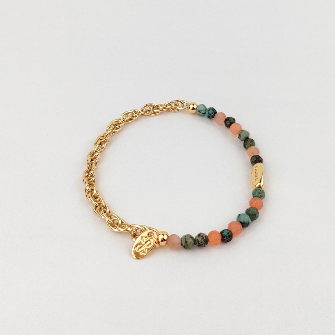 Bracelet or et pierres naturelles sans fermoir