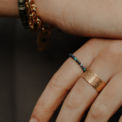 Bague réglable et ajustable plaqué or ou argent et perles LAURIE L. 